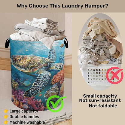 Sea Turtle Foldable Canvas Laundry Basket