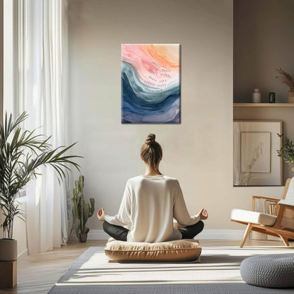 YHCTHT Mental Health Wall Art, Therapy Office Pictures Wall Decor, Inhale Exhale Meditation Art Paintings, Inspirational Canvas Prints, Therapist Artwork for Meditation Room Calming Corner 12x16 Inch