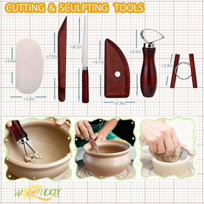 WQHDQLY 21PCS Pottery Tools, Practical Polymer Clay Sculpting Tools Kit, Air Dry Clay Tools Set for Adults, Pottery Craft, Carving, Dotting, Shaping, Molding, Modeling,Drawing