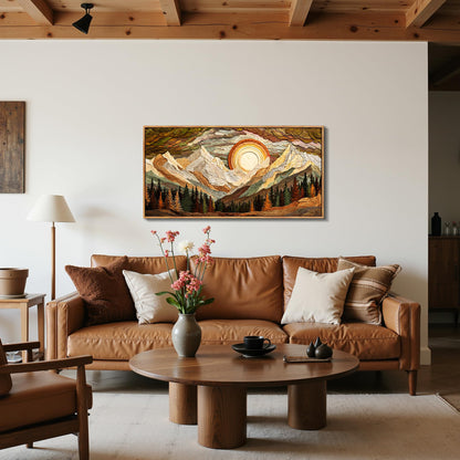 imjiayu Mountain Wall Art, Large Framed Wall Art, Boho Art Wall Decor, Abstract Nature Paintings Prints, Landscape Canvas Pictures for Living Room Bedroom Office Kitchen 20"x40"