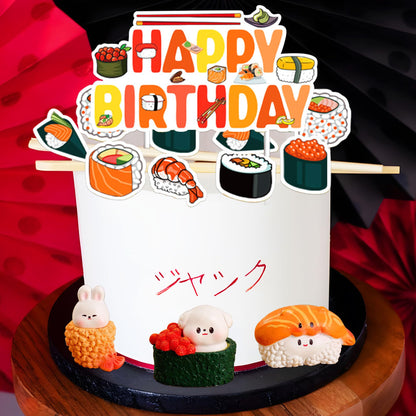 Sushi Cake Decoration for Japanese Birthday Party Decorations Sushi Theme Birthday Cake Topper for Baby Shower Supplies
