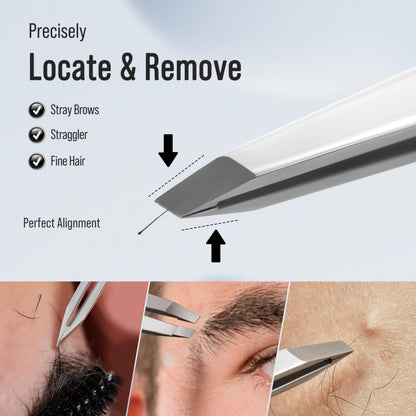DUROX 4-Pc Precision Tweezer Set - 1. Round Tip Tweezers for Facial & Chin Hair 2. Pointed Tweezers for Ingrown Hair & Splinters 3. Professional Eyebrow Tweezers 4. Classic Slant. Stainless Steel.