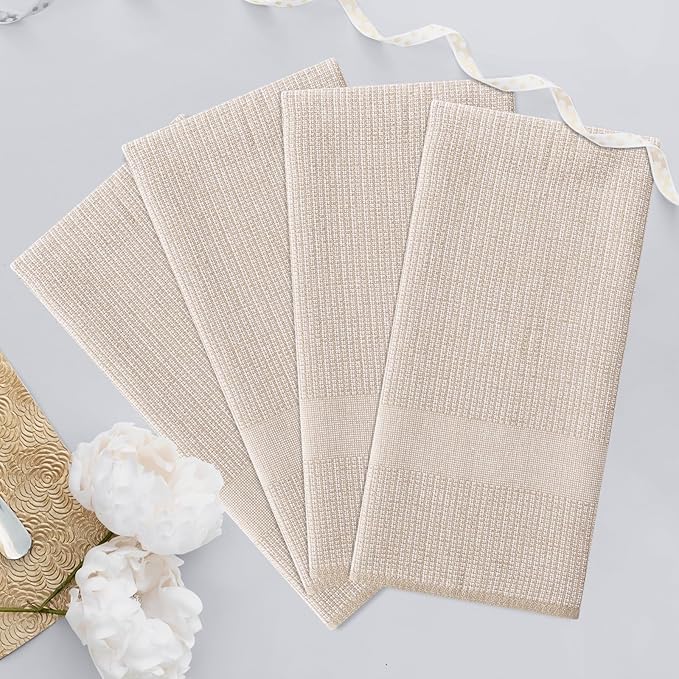 Homaxy Premium Kitchen Towels, Large Cotton Kitchen Hand Towels, Flat and Terry