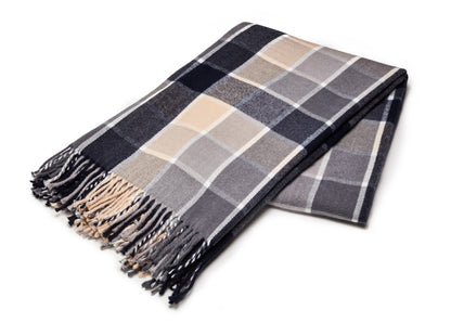 Arus Acrylic Highlands Collection Queen Size Tartan Plaid Design Throw Blanket Blue, 60x80 inches