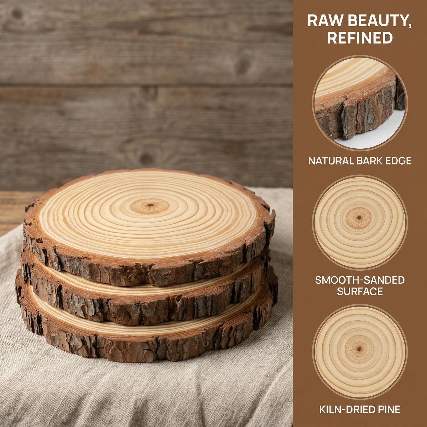 SENMUT 10 Pack Large Wood Slices for Centerpieces 9-10 Inch - Natural Unfinished Round Wooden Trays for Decor, Rustic Wedding Table Centerpieces, Party Event Decorations & DIY Crafts