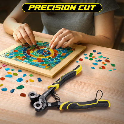 Toolwiz Glass Tile Nippers 2 pcs Heavy Duty Tungsten Carbide Wheeled Stained Glass Mosaic tiles and Hd Ceramic Tile Nipper Pliers Tools with Ergonomic Handles for Porcelain Mirror Stone DIY Projects