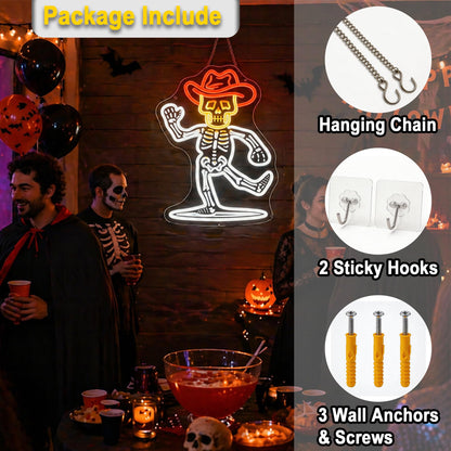 HSJNJKFU White & Red & Yellow Neon Sign for Wall Decor Led Light Sign Neon Light for Room Party Home Wall Decor USB Powered - Cow Skeleton