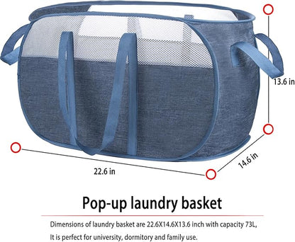 pop-up laundry basket，with Durable Handles collapsible Mesh laundry Hamper