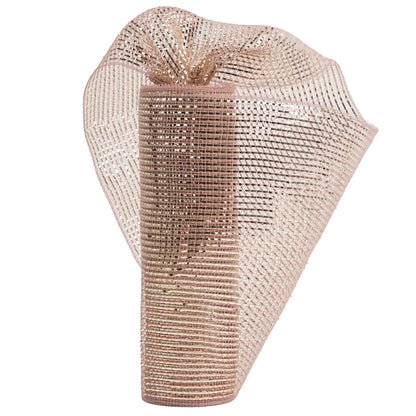 HUIHUANG Rose Gold Deco Mesh 10 inch Rolls, Decorative Mesh Ribbon with Gold Wide Foil for Christmas Wreaths Supplies, Swags, Christmas Tree Decoration, Wedding, Garland and Bows