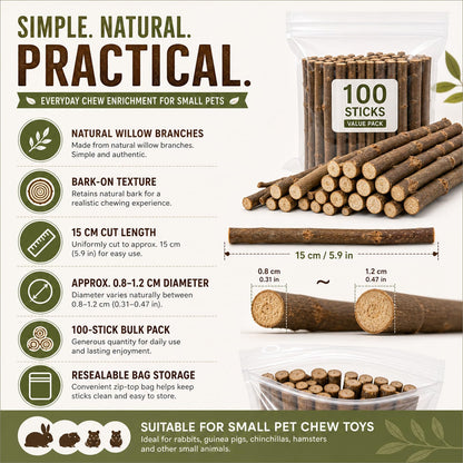 QTLCOHD 100Pcs 6 Inch Wood Sticks for Crafts, 0.3-0.5 Inch Diameter Twigs for Crafts, Natural Mini Wood Log Craft Sticks for Photo Props, DIY Crafts, Home Decorations, Pets, Etc.