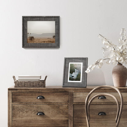 8x10 Wood Picture Frame, 8x10 inch Photo Frame with 5x7 Removable Mat, Distressed Rustic Country Style with Chisel Marks, High Definition Tempered Glass, Vertical and Horizontal Display, Wall Hook Hanging Hardware Included, Grey