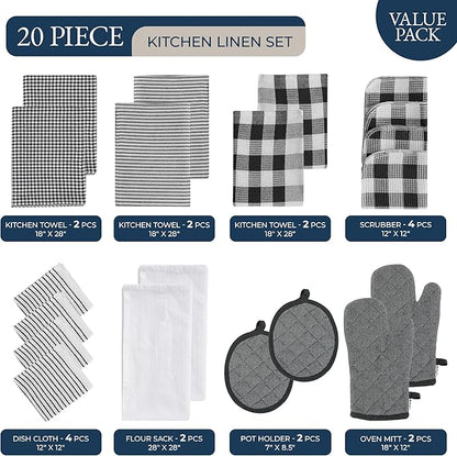 LANE LINEN Kitchen Towels & Dishcloths Set