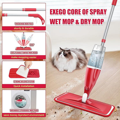 Spray Wet Mops for Hardwood Floor Cleaning: EXEGO Microfiber Dry Dust