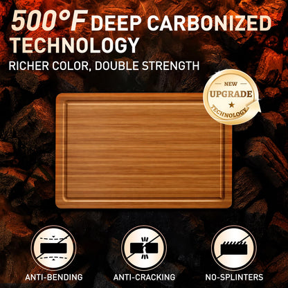 3 Pack Bamboo Cutting Board Set with Non Slip Feet Solid Wood Cutting Boards for Kitchen Non Toxic Wooden Chopping Boards Small Plastic Free Butcher Block Hardwood Serving Cheese Charcuterie Board