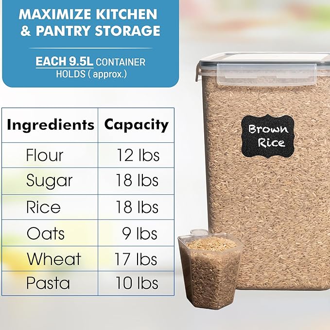Shazo 2 PC Extra Large Bulk Food Storage Containers