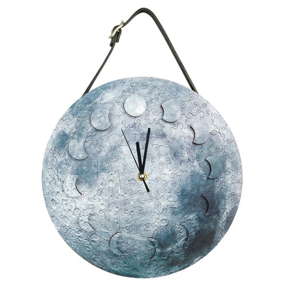 TOI 3D Wooden Puzzle Clock with Unique Moon Phase Numbers, DIY Building Model Kit for Adult, Functional 11 Inch Wall Clock, Creative Home Decoration Gift