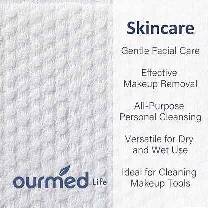 Ourmed Life Face Towels, Disposable Biodegradable Clean Facial Wash Cloth
