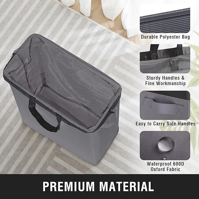 Slim Laundry Hamper with Removable Inner Bag and Side Handles, 45L Small