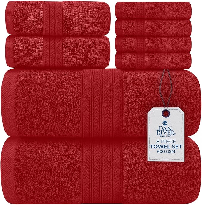 DAN RIVER 8 PC Luxury Bath Towels