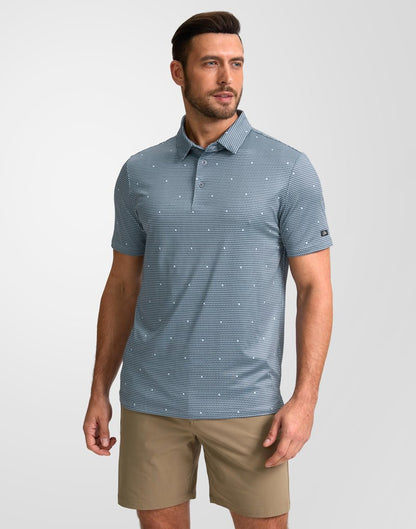 Obla Mens Golf Polo Shirts Short Sleeve Dry Fit Performance Moisture Wicking Casual Print Collared Golf Shirts for Men(Gray Flag_M)