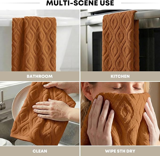 Artoid Mode 1 Pc Caramel 3D Diamond Grid Jacquard Hand Towels