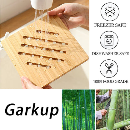 Bamboo Trivet,Hot Pads Trivet Natural Mat Set for Hot Dishes/Bowl/Teapot/Hot Pot Holders 4 Square 4 Roundness