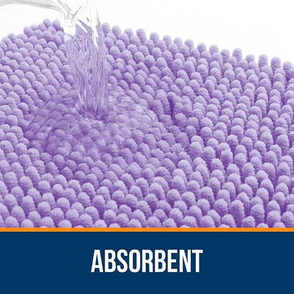 OLANLY Toilet Rugs U-Shaped 20x20, Extra Soft Absorbent Chenille Contour Bathroom Rugs for Toilet, Dry Quickly, Machine Washable, Non-Slip Bath Mat, Lavender