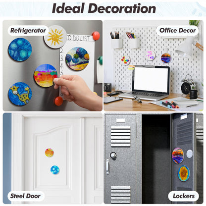 Engrowtic 50 Pcs Magnetic Painting Canvas Panel Mini Canvas Boards for Painting Mini Tile Art for Fridge Locker Art Crafts DIY(3 in,Round)