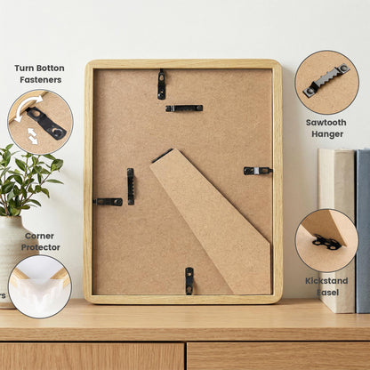 8x10 Picture Frame, USA-Sourced Natural Oak Wood Photo Frame with Tempered Glass, Double Mortise & Tenon Handcrafted Rounded Corner 8 by 10 Wooden Frame Matted to 5x7 Photos, Wall or Tabletop Display