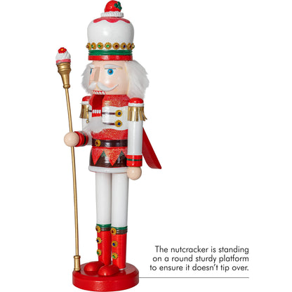 Ornativity Strawberry Toy Soldier Nutcracker - Wooden Strawberry Hat with Cupcake Scepter King Theme Christmas Nutcracker Xmas Figure Holiday Decoration 15"