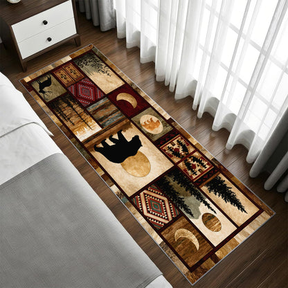 Reocahoo Rustic Cabin Runner Rug 2x6ft, Lodge Bear Deer Rug Runner, Southwestern Wildlife Rugs, Soft Low Pile Kitchen Mats for Floor - Retro Country Style Home Decor