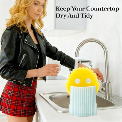 Ceramic Sponge Holder for Kitchen Sink, Sink Caddy Organizer, Dish Sponge