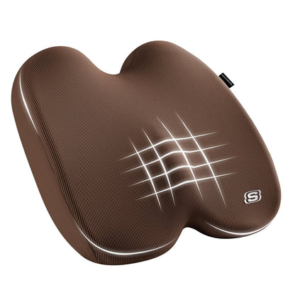 Skechers Seat Cushion, Ergonomic Memory Foam Cushion for Long Sitting Hours on Office & Home Chair, Car Seat Cushion for Sciatica, Coccyx Cushion,Brown