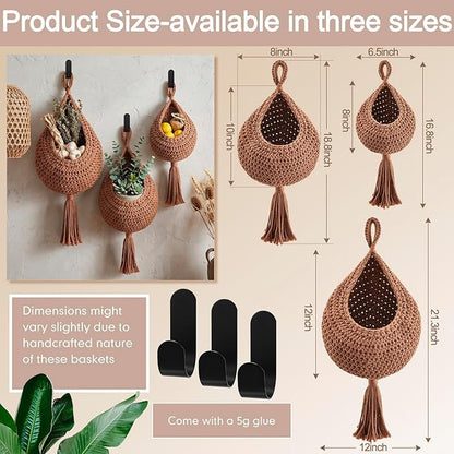 Honeydak Boho Decor Hanging Wall Baskets