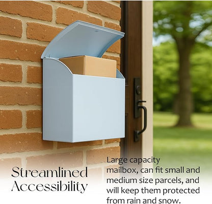 NACH Large Mailbox for House, 12.4”x7.1”x11.8 White Mailboxes for Outside, Waterproof Mailbox - Baxter-Style Wall Mount Mailboxes for Outside