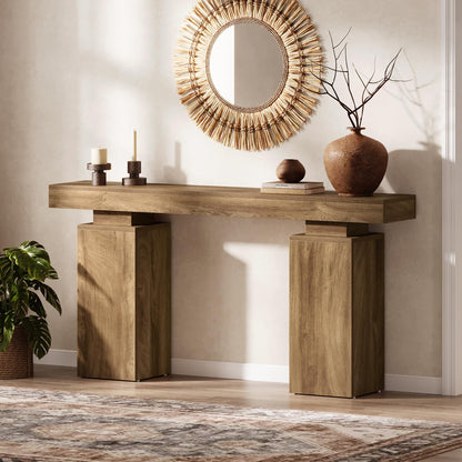 Tribesigns 63-Inch Long Console Table, Farmhouse Entryway Table Behind Couch, Wooden Foyer Stand Entry Station, Modern Hallway Accent Furniture for Living Room Decor, Entrance, Natural Wood Finish