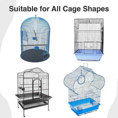 SIMENA Bird Cage Seed Catcher, Skirt for Bird Cage, Nylon Mesh Bird Cage Liners for Large Cages, Elastic and Easy Cleaning Bird Cage Cover, Suitable for Most Cage Shapes (Black 59-79 inch)