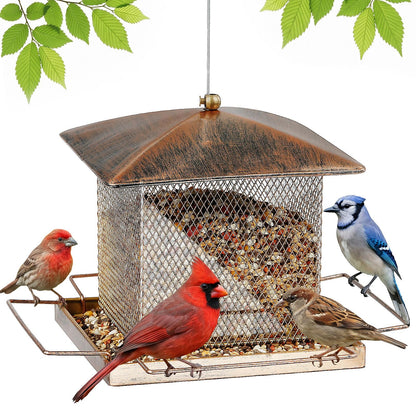 IWNTWY Bird Feeder, Heavy Duty Metal Bird Feeders for Outdoor Hanging, Waterproof Wild Birdfeeder for Garden Yard Outside Backyard, 3.5LB Large Capacity