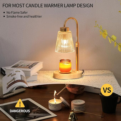 MEIXISUE Gold Candle Warmer Lamp with Timer and Dimmer,Fragrance Electric Wax Melt Warmer with 2 Bulbs,Scented Jar Lamp,Mother's Day/Birthday/Christmas Gifts for Mom/Wife,Home Decor,Adjustable Height