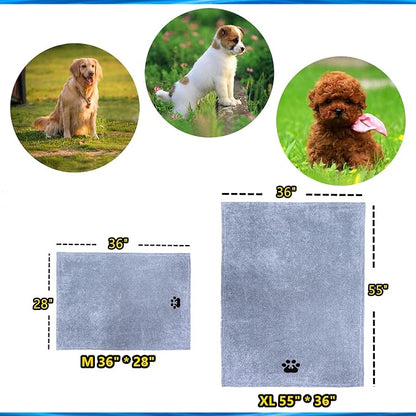 Dogvingpk Medium Dog Towel 2 Pack, Super Absorbent Soft Quick Drying Microfiber Pet Bath Towels for Medium & Small Dogs (M-36" * 28", Grey and Brown)