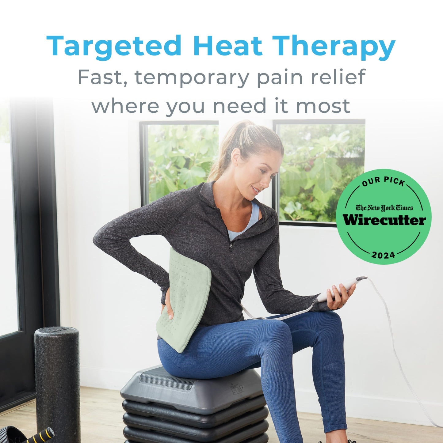 Pure Enrichment PureRelief XL Heating Pad - 12" x 24" Electric Heating Pad for Back Pain & Cramps, 6 Heat Settings, FSA/HSA Eligible, Soft Machine Wash Fabric, Auto-Off & Moist Heat (Zen Green)