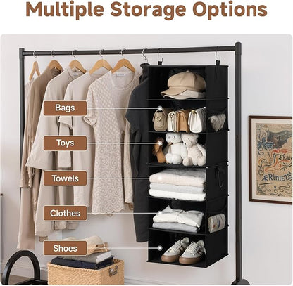 StorageWorks Hanging Closet Organizer 6-Shelf, Jumbo Separable Two 3 Shelf