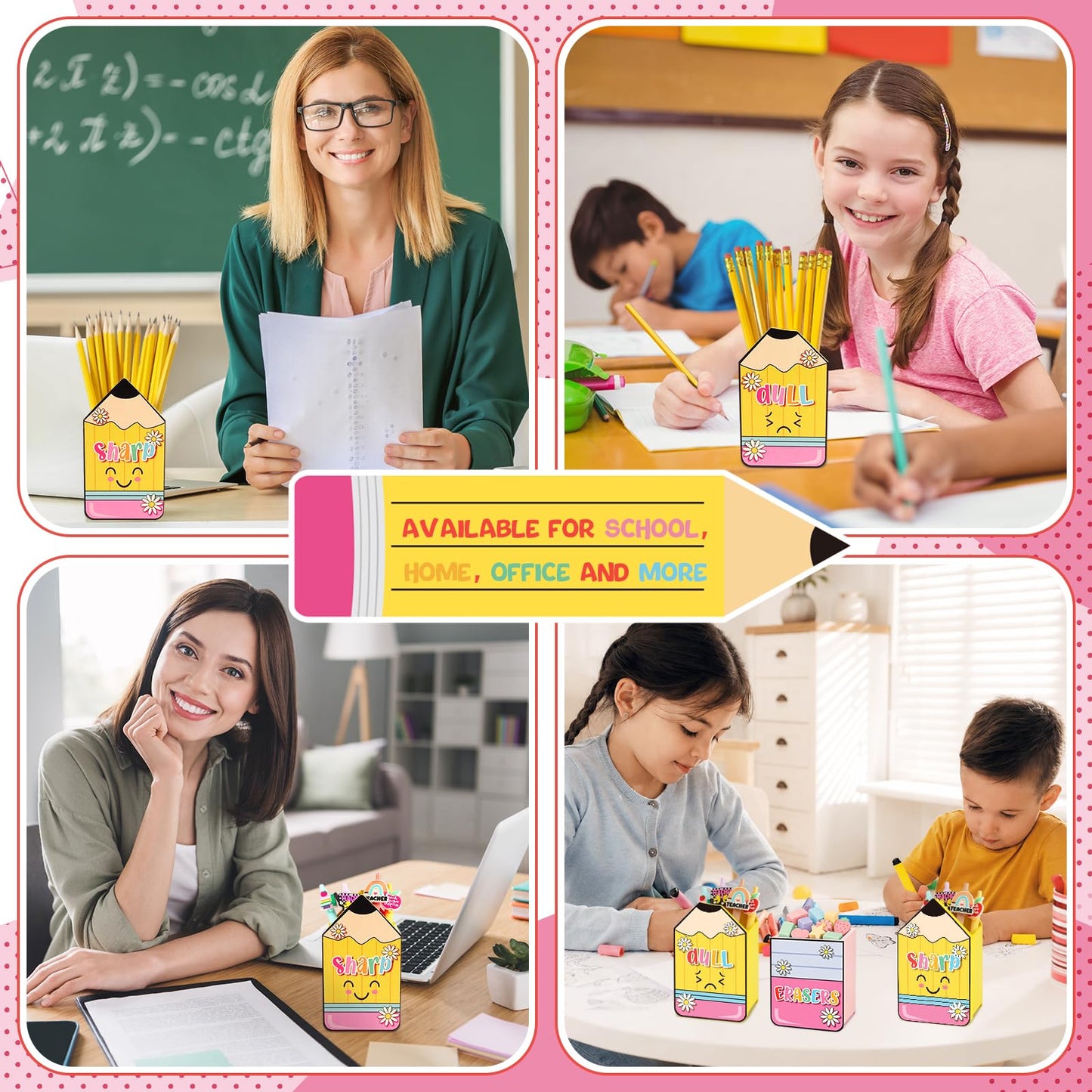 Fayoo 3 Pcs Sharp and Dull Pencil Holder for Classroom Teacher Appreciation Gifts Eraser Buckets Pencil Dispenser Wooden Desktop Organizer for Office Students No Assembly Required