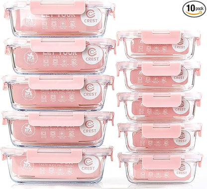 C CREST Glass Meal Prep Containers, Food Storage Containers