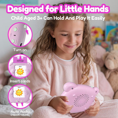 MoLingvora Bilingual Talking Flash Cards for Kids - Russian English Flashcards Children Adults, 510 Sight Words, ABC Alphabet, Pocket Speech for Toddlers, Audible Sensory Toys (Russian, Pink)