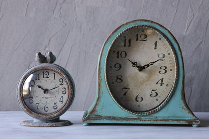 Creative Co-Op Grey Pewter Mantel Clock with Birds