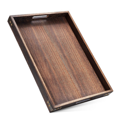 Serving Trays for Party-17In Large Serving Tray with Handles,Wooden Coffee Table Tray&Charcuterie Boards,Serving Platter for Breakfast in Bed Tray,Decorative Rectangular Tray for Ottoman/BBQ/Kitchen