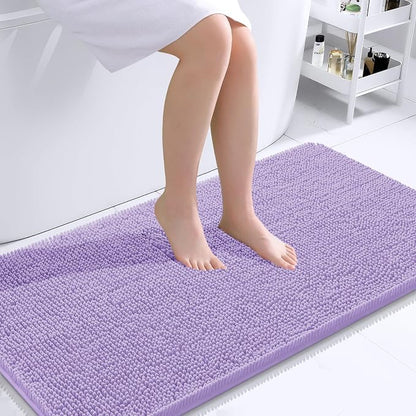 OLANLY Bathroom Runner Rugs 44x24, Soft Absorbent Chenille Bath Rugs, Rubber Backing Quick Dry, Machine Washable Long Bath Mats for Bathroom Floor, Tub and Shower, Home Decor Accessories, Lavender
