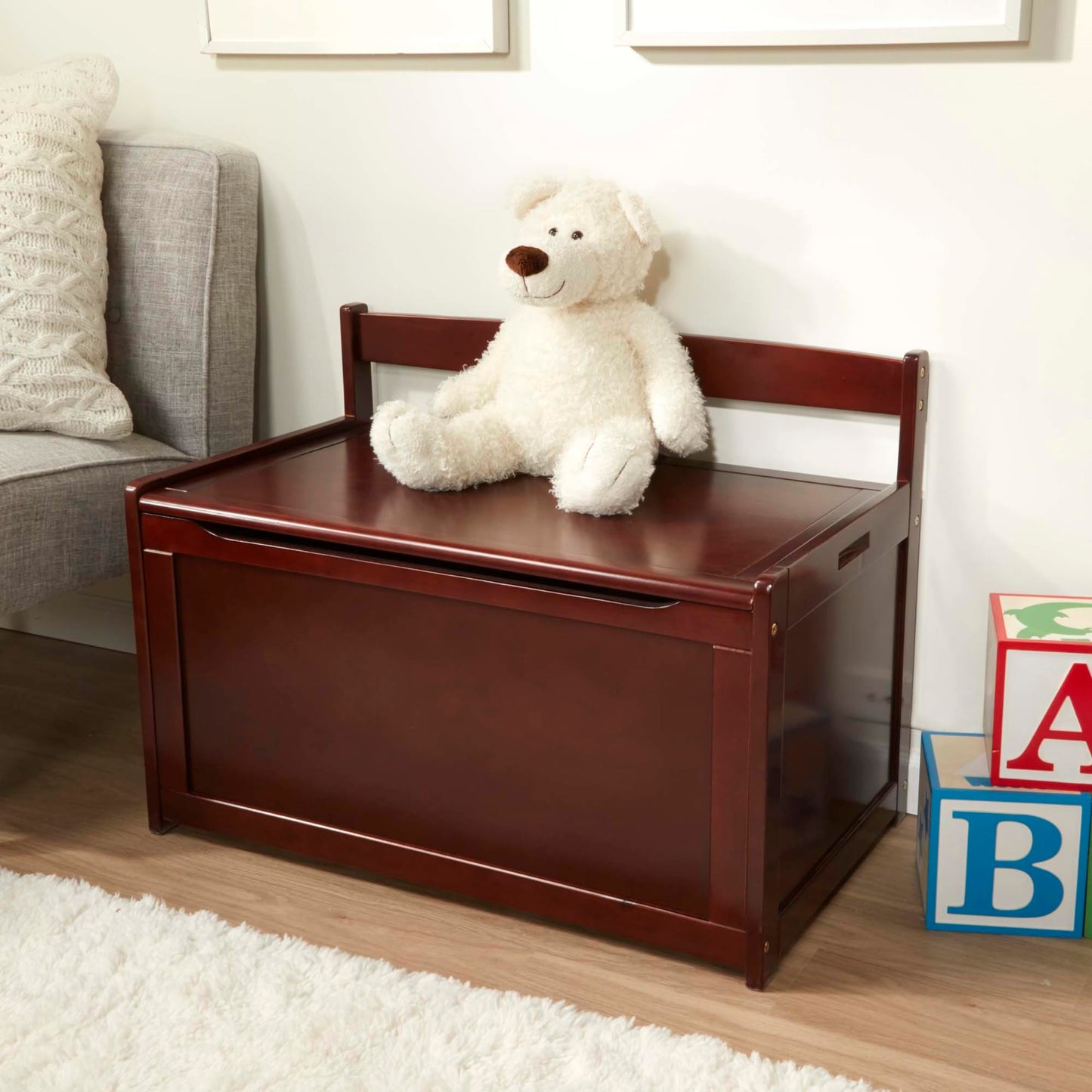 Melissa & Doug Wooden Toy Chest, Toy Storage Box with Hinged-Lid, Playroom Furniture for Kids Ages 3+ (Espresso)