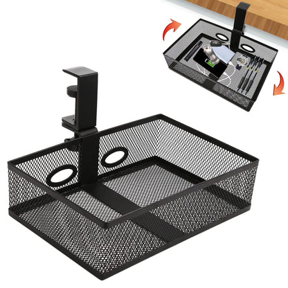 RHBLME Black Under Desk Drawer Storage - 360-Degree Rotating Desk Organizer Clamp-on Swivel Pencil Drawer Shelf for Office Tables